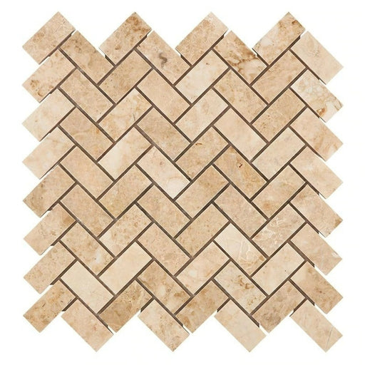 Cappuccino Marble Mosaic - 1" x 2" Herringbone Polished