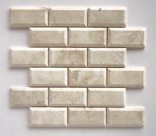 Cappuccino Marble Mosaic - 2" x 4" Beveled Brick Polished