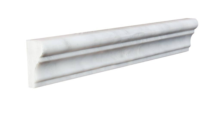 White Carrara Honed Marble Molding - 2" x 12" Crown Molding