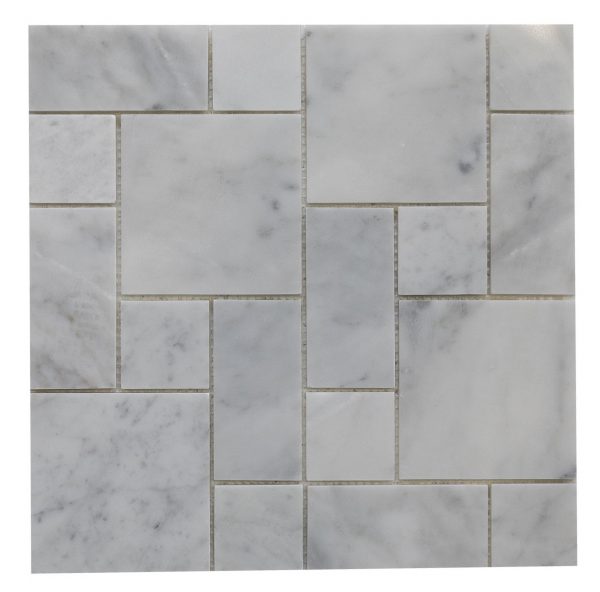 White Carrara Marble Mosaic - Mini Versailles Pattern Honed and More ...