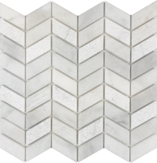 Full Sheet Sample - Pietra Antica Metropolitan Contempo Carrara Chevron Marble Mosaic - 10.75" x 10.25" Multi Finish