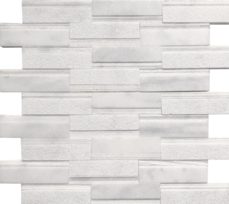 Full Sheet Sample - Pietra Antica Metropolitan Contempo Carrara Irregular Marble Mosaic - 11.75" x 11.75" Honed & Striated