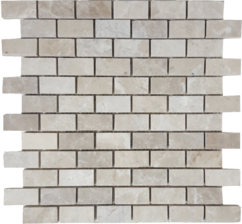 Full Sheet Sample - Pietra Antica Antique Stones Cashmere Beige Brick Natural Stone Mosaic - 1" x 2" Brushed