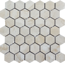 Full Sheet Sample - Pietra Antica Antique Stones Cashmere Beige Hexagon Natural Stone Mosaic - 2" Brushed