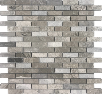 Full Sheet Sample - Pietra Antica Metropolitan Contempo City Gray Strips Brick Natural Stone Mosaic - 5/8" x 2" Multi Finish