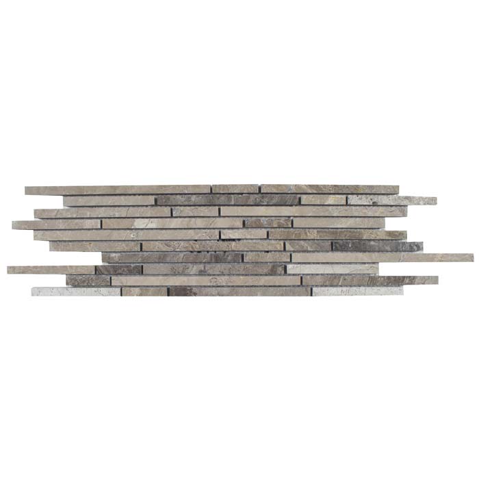 Full Sheet Sample - Metropolitan City Gray Deco Mini Pixie Marble Mosaic - 4.75" x 16" Polished