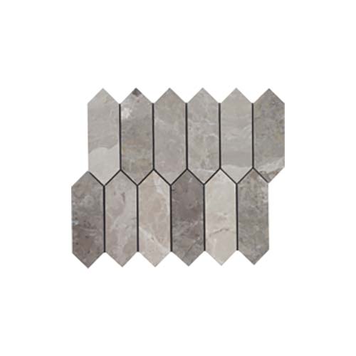 Full Sheet Sample - Metropolitan City Gray Deco Picket Fence Marble Mosaic - 10" x 12" Polished
