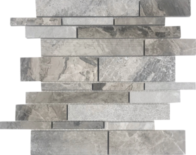 Full Sheet Sample - Pietra Antica Metropolitan Contempo City Gray Random Linear Natural Stone Mosaic - 12" x 12" Multi Finish