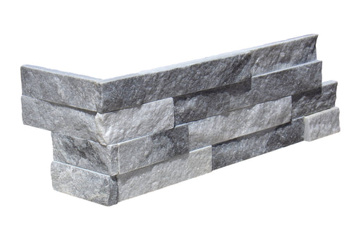 Cloudy Grey Split Face Marble Dog Ear Corner - 6" x 18" x 6"