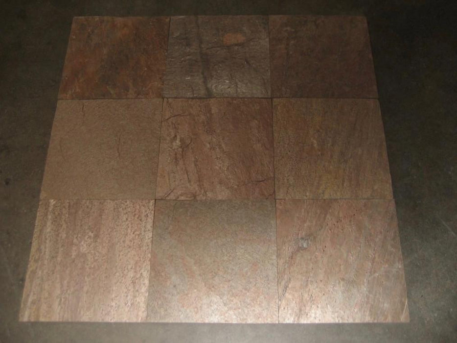 Natural Cleft Face & Back Copper Slate Tile - 12" x 12" x 1/2" - 3/4"