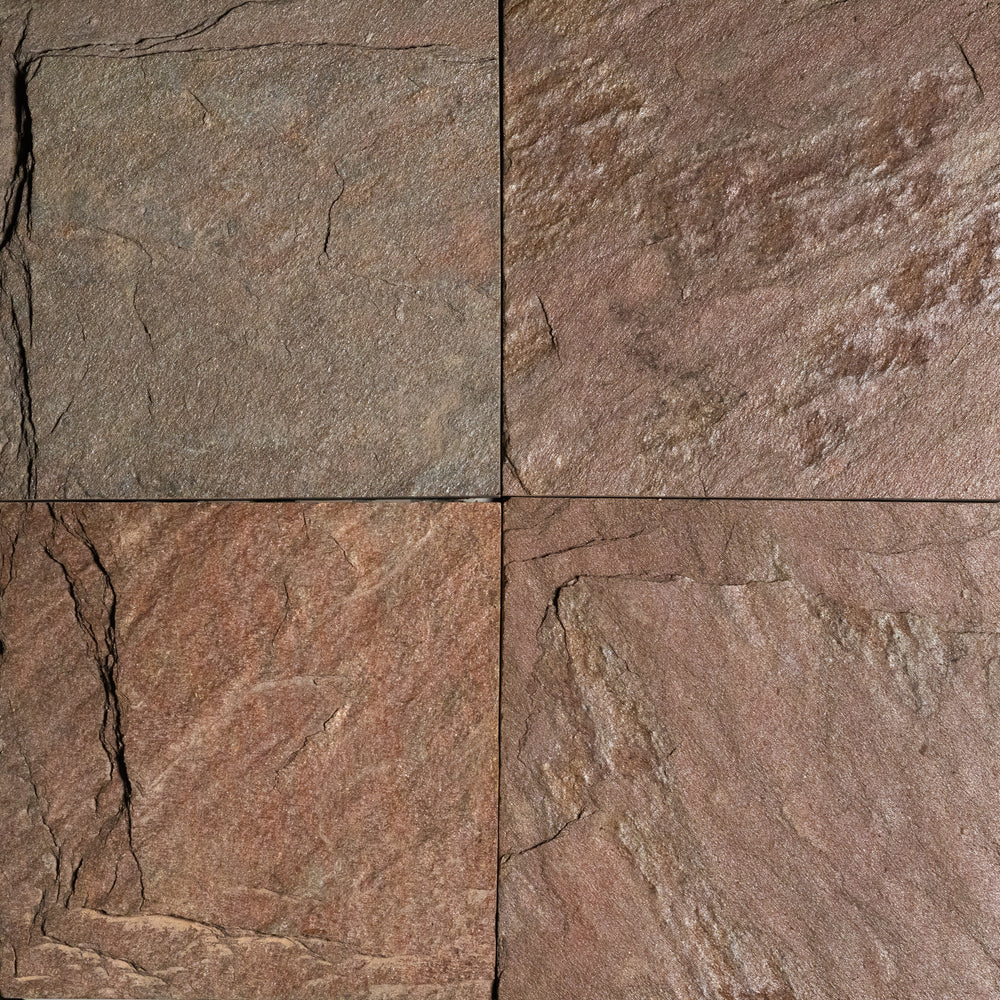 Full Tile Sample - Copper Slate Tile - 12" x 12" x 1/2" - 3/4" Natural Cleft Face & Back