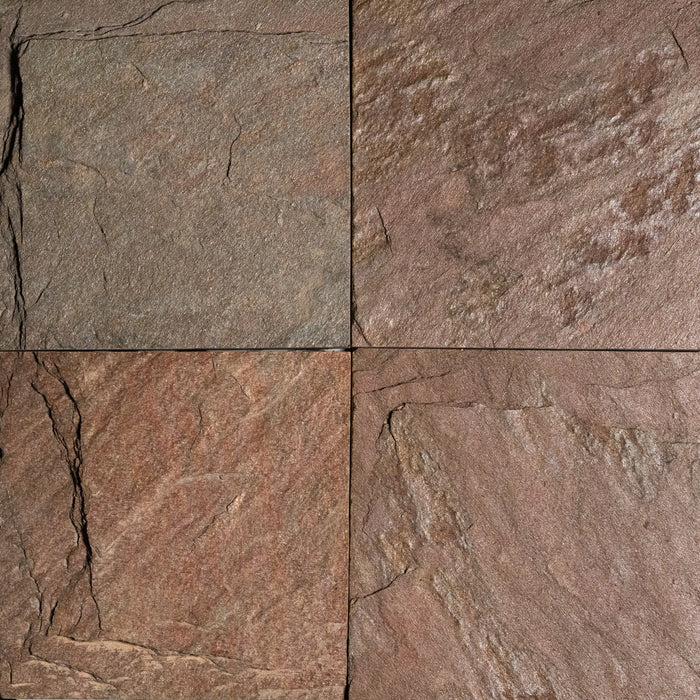 Copper Slate Tile - 16" x 16" x 1/2" - 3/4" Natural Cleft Face & Back