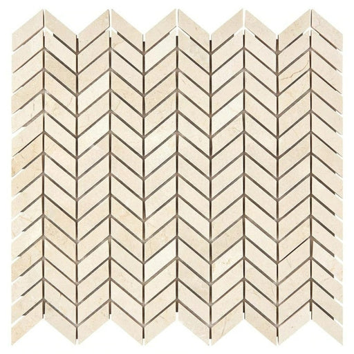 Crema Marfil Polished Marble Mosaic - Mini Chevron