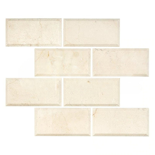 Crema Marfil Beveled Marble Tile - Honed