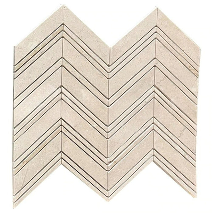 Crema Marfil Marble Mosaic - Large Chevron Polished