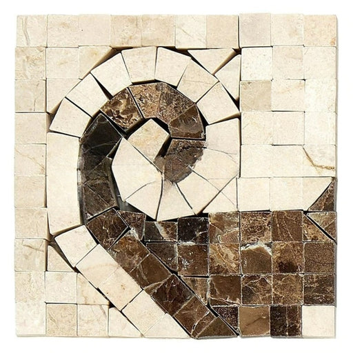 Crema Marfil Marble Border - Wave Border Corner with Emperador Dark Polished