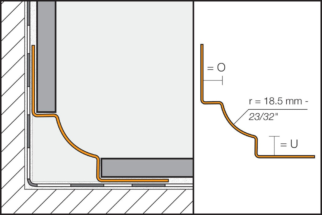 I/EBHK2R18 Brushed Stainless Steel Metal Tile Edging Trim