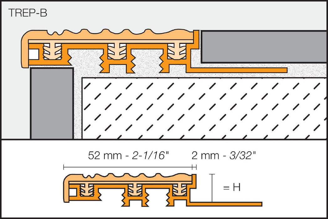 E52/G Grey 13/32" x 1 1/32" Tile Edging Trim