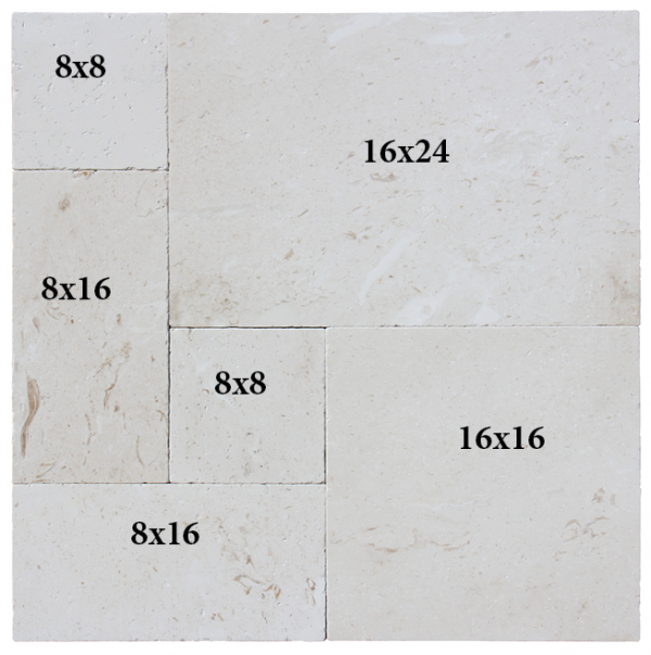 Champagne Tumbled Limestone French Paver Versailles Pattern - Various Sizes