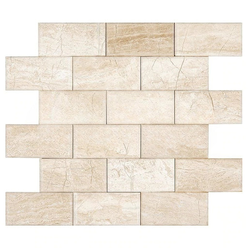 Diano Royal Marble Mosaic - 2" x 4" Pillowed Brick Polished