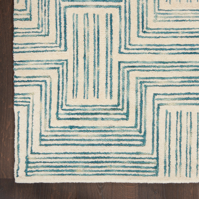 Interlock Ivory / Turquoise Wool IVTUR