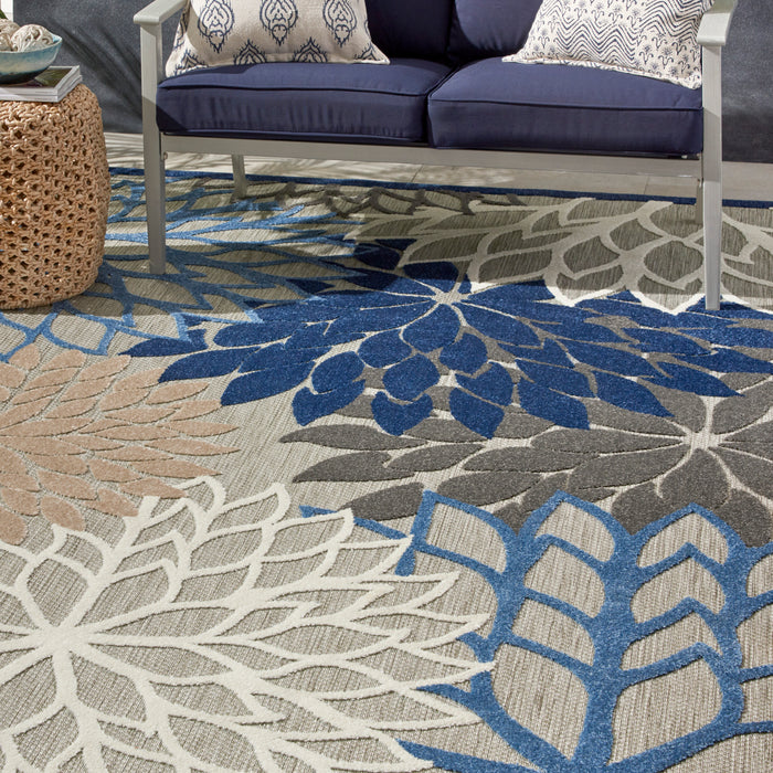 Aloha Polypropylene ALH05 Blue / Multicolor Area Rug BLMTC