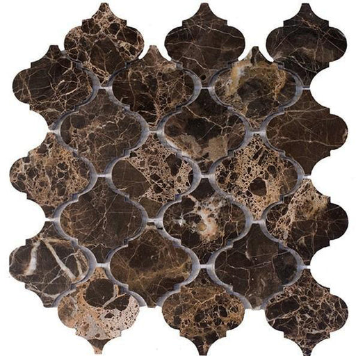 Emperador Dark Marble Mosaic - 3" Arabesque Polished