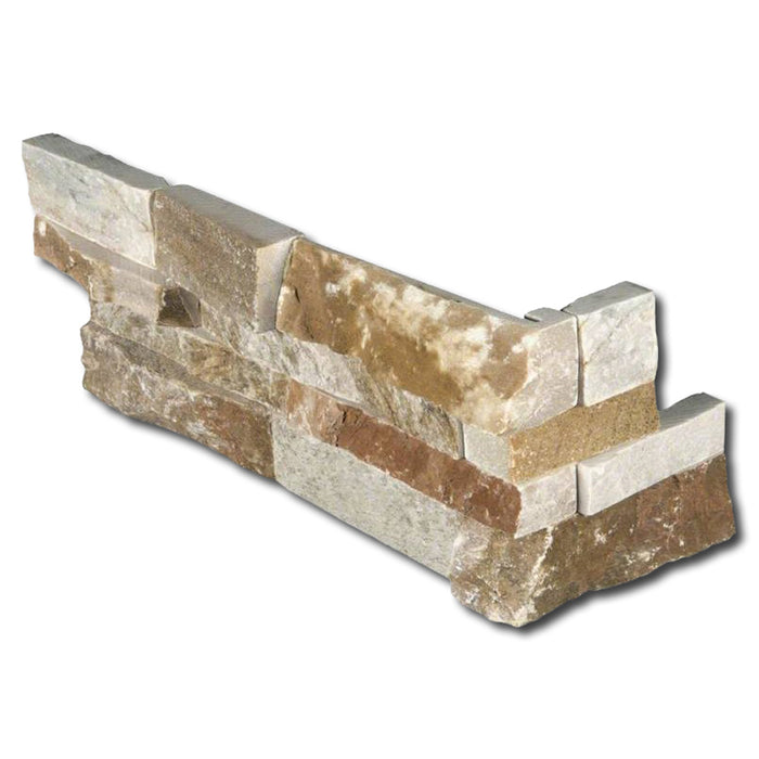 Amber Gold Split Face Slate Ledger Corner - 6" x 18" x 3/4"