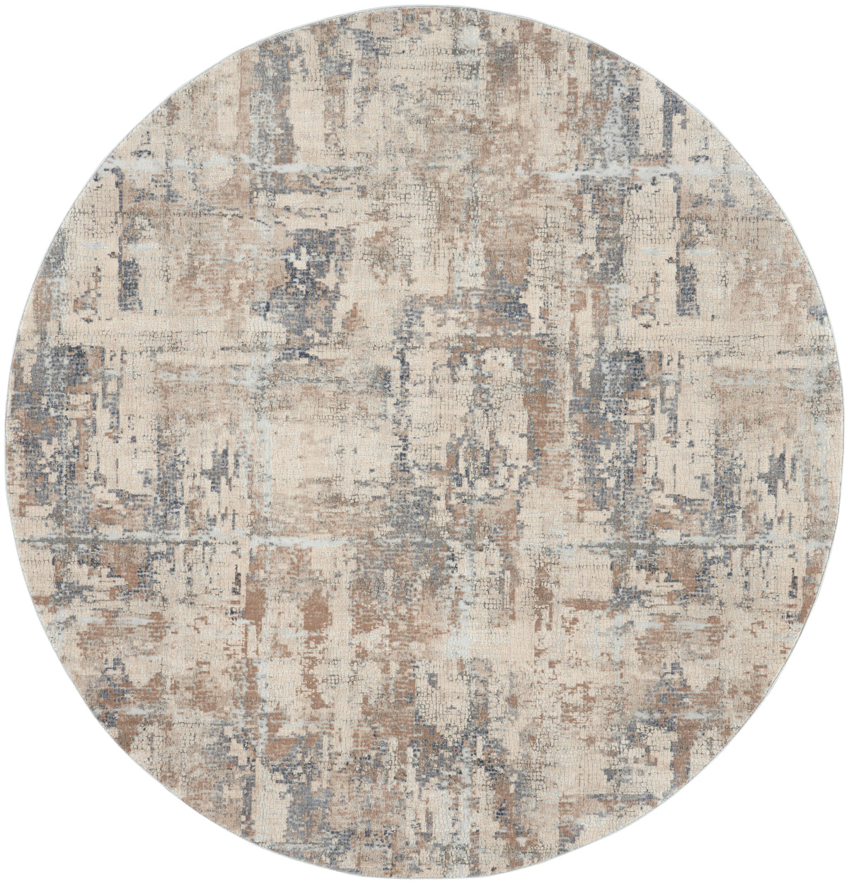 Nourison Rustic Textures RUS06 Beige / Grey 8 Ft x Round Area Rug ...