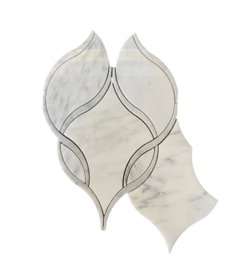 Oriental White & Carrara Polished Marble Mosaic - Harmony