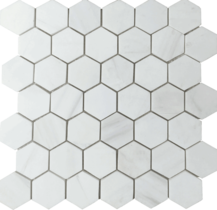 Full Sheet Sample - Pietra Antica Metropolitan White Dolomite Hexagon Marble Mosaic - 11.875" x 12" Honed