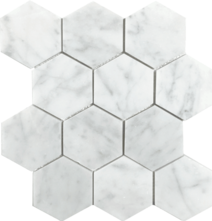 Full Sheet Sample - Pietra Antica Metropolitan White Cararra Hexagon Marble Mosaic - 9.06" x 10.5" Honed