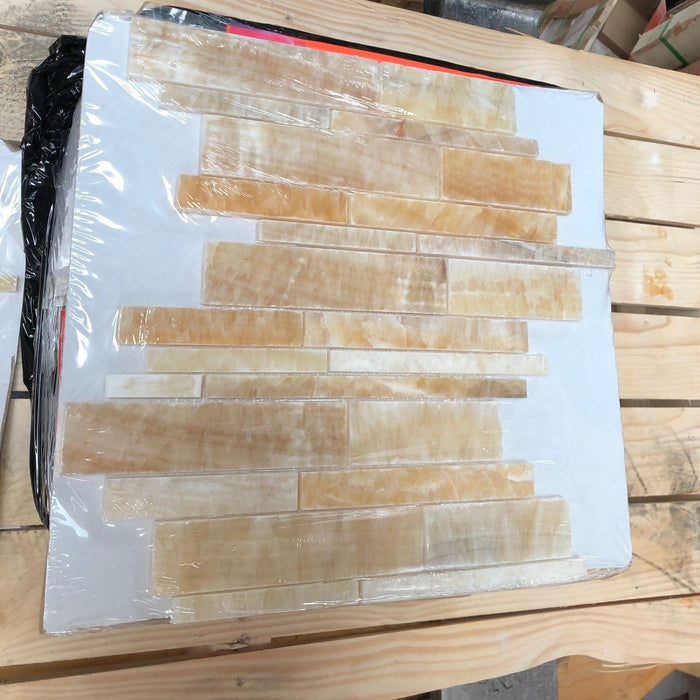 Honey Onyx Linear Mosaic Polished