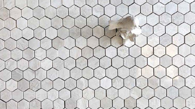 Polished Iceberg Marble Mosaic - 2" Hexagon