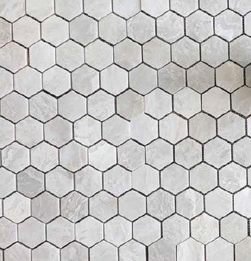 Iceberg Polished Marble Mosaic - 2" Hexagon