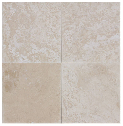 Imperial Platinum (Super Light) Cross Cut Filled & Honed Travertine Tile - 12" x 12" x 3/8"