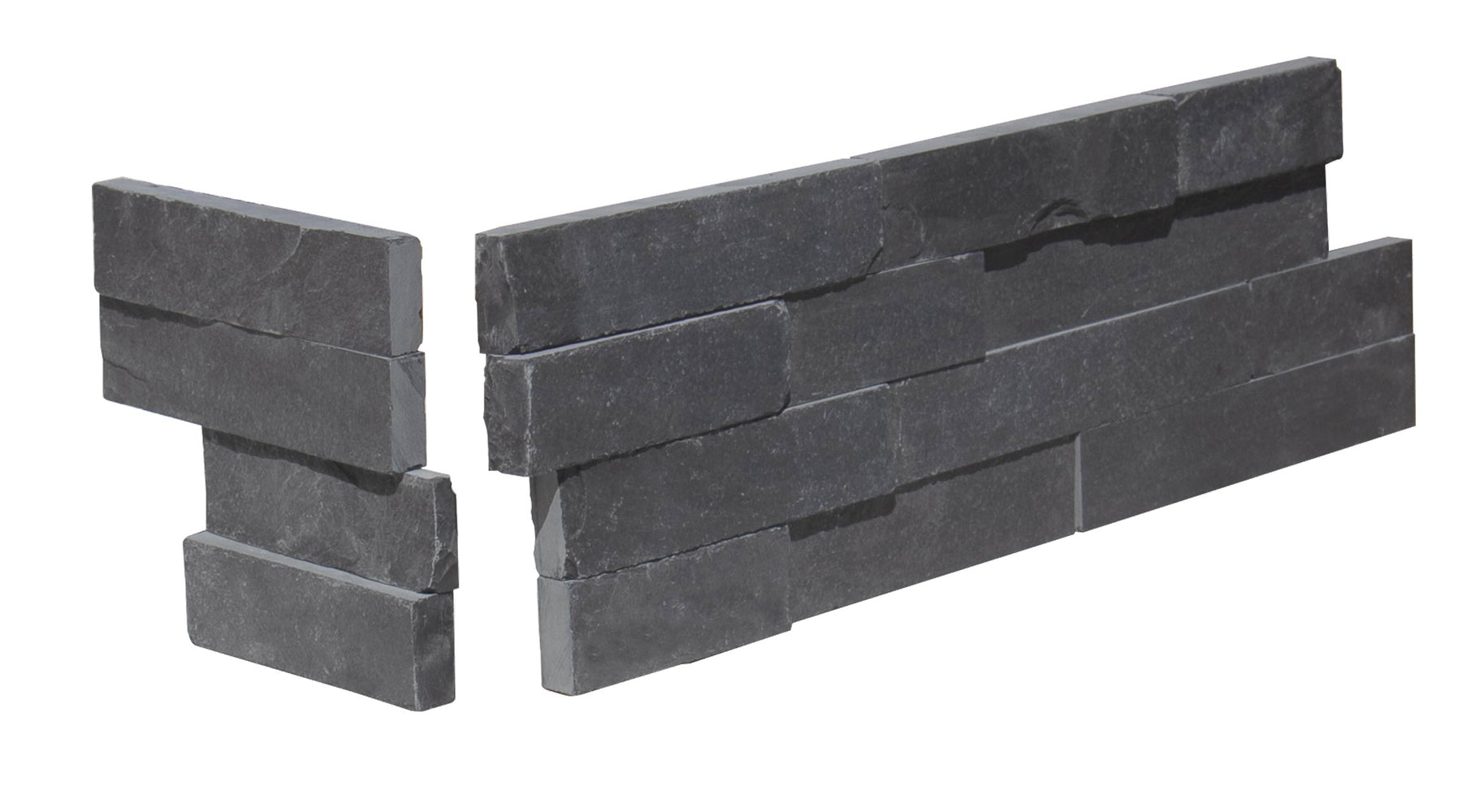 Indian Black Split Face Limestone Ledgestone Corner - 6" x 18" x 6"