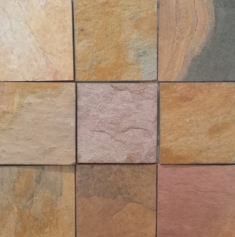 Full Tile Sample - Indian Sunrise Slate Tile - 24" x 24" x 1/2" - 3/4" Natural Cleft Face & Back