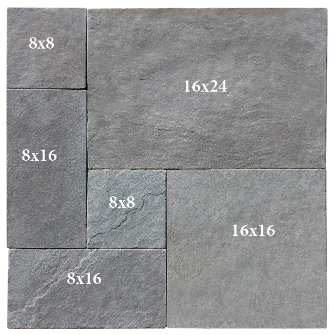 Indigo Grey Tumbled Limestone French Paver Versailles Pattern - Various Sizes