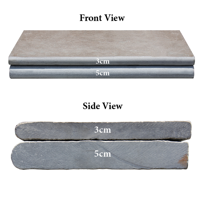 Indigo Grey Natural Cleft Limestone Pool Coping - 12" x 24" x 3 CM