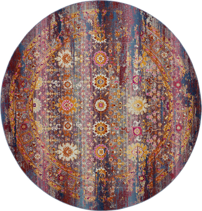 Nourison Vintage Kashan VKA03 Red / Multicolor 6 Ft x Round Area Rug ...