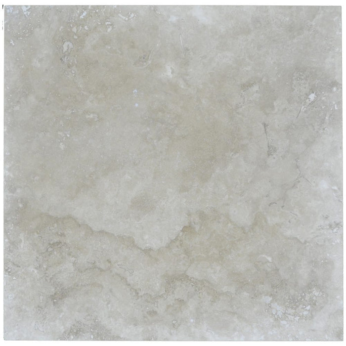 Full Tile Sample - Ivory Classic Light Travertine Tile - 18" x 18" x 1/2" Filled & Honed