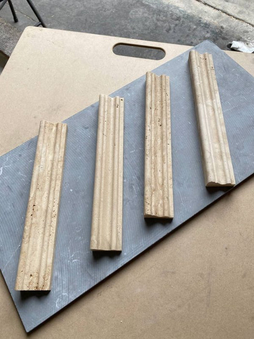 Ivory Honed Travertine Molding - 2" x 12" Crown Molding