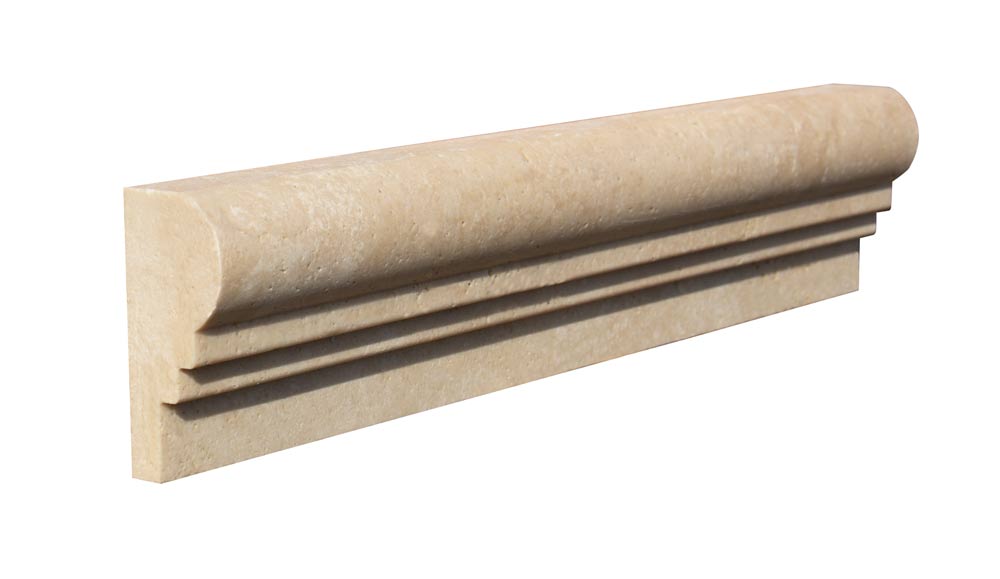 Stone Chair Rails Ivory Cross Cut Travertine Liner - Double-step Chair Rail — Stone ...