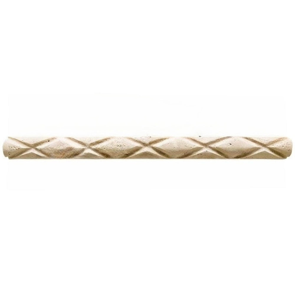 Ivory Travertine Liner - 1" x 12" Diamond Rope Honed