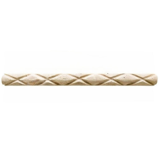 Ivory Travertine Liner - 1" x 12" Diamond Rope Honed