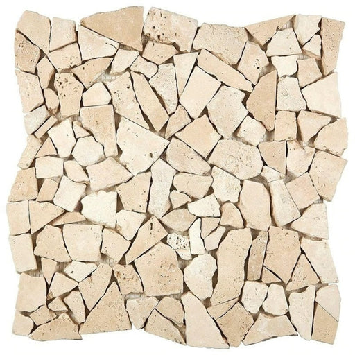 Ivory Travertine Pebble - 12" x 12" Flat Tumbled