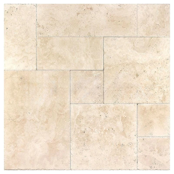Ivory Cross Cut Chiseled & Brushed Travertine Versailles Pattern — Stone & Tile Shoppe, Inc. ivory-cross-cut-chiseled-brushed-travertine-versailles-pattern-stone-tile-shoppe-inc