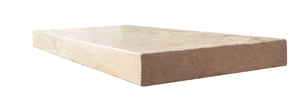 Ivory Tumbled Travertine Modern  Coping - 12" x 24" x 5 CM