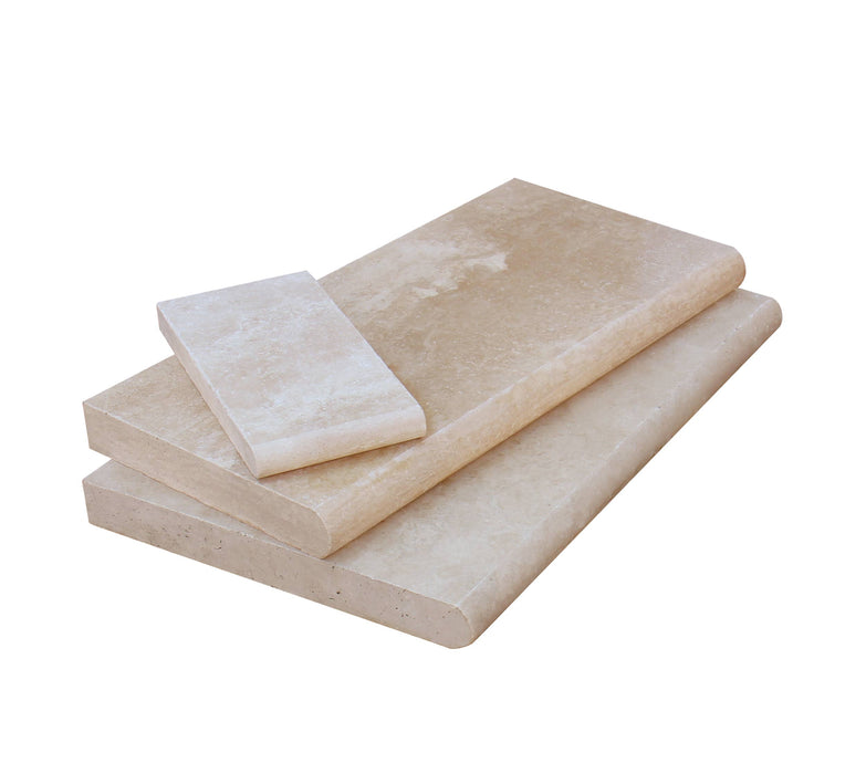Ivory Unfilled & Honed Travertine Pool Coping - 12" x 12"
